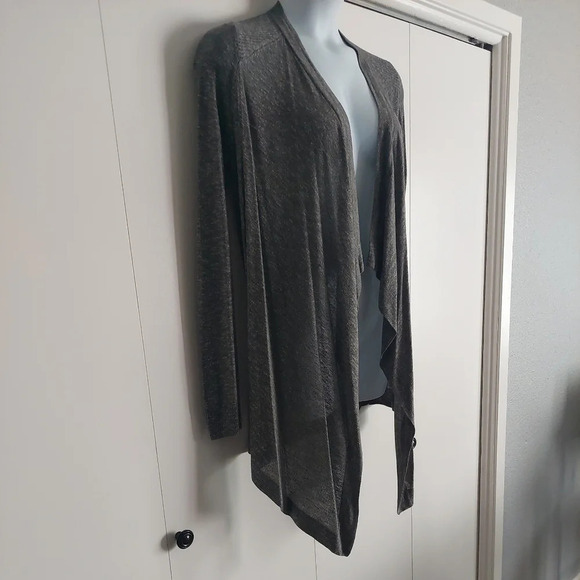 VINCE Drapey Open Front Waterfall Cardigan Small Spacedye black gray - Picture 3 of 6